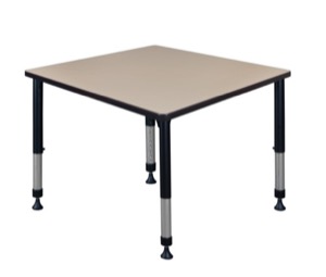 Kee 42" Square Height Adjustable Classroom Table  - Beige