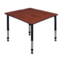 Kee 48" Square Height Adjustable Classroom Table  - Cherry