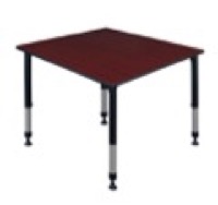 Kee 48" Square Height Adjustable Classroom Table  - Mahogany