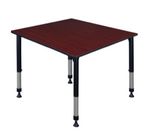 Kee 48" Square Height Adjustable Classroom Table  - Mahogany