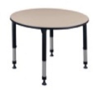 Kee 48" Round Height Adjustable Classroom Table  - Beige