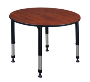 Kee 48" Round Height Adjustable Classroom Table  - Cherry