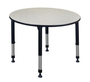 Kee 48" Round Height Adjustable Classroom Table  - Maple