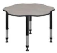 60" Flower Shaped Height Adjustable Classroom Table - Maple
