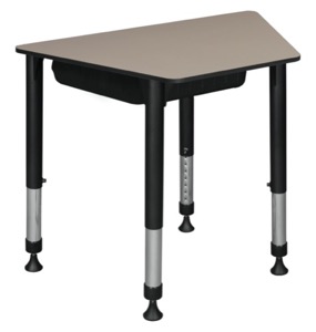 36" x 23" x 19" Trapezoid Height Adjustable School Desk with Book Storage - Beige
