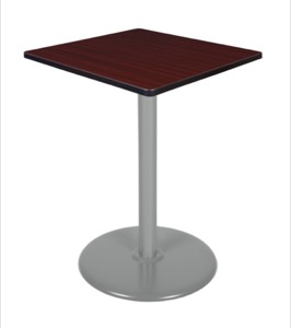 Via Cafe High-Top 30" Square Platter Base Table - Mahogany/Grey