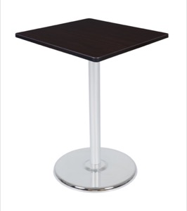 Via Cafe High-Top 30" Square Platter Base Table - Mocha Walnut/Chrome
