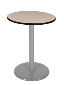 Via Cafe High-Top 30" Round Platter Base Table - Beige/Grey