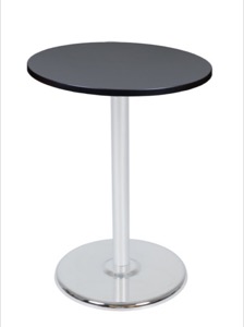 Via Cafe High-Top 30" Round Platter Base Table - Grey/Chrome