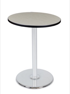 Via Cafe High-Top 30" Round Platter Base Table - Maple/Chrome