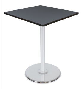 Via Cafe High-Top 36" Square Platter Base Table - Grey/Chrome