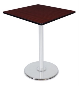 Via Cafe High-Top 36" Square Platter Base Table - Mahogany/Chrome