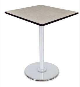 Via Cafe High-Top 36" Square Platter Base Table - Maple/Chrome