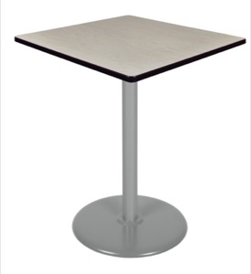 Via Cafe High-Top 36" Square Platter Base Table - Maple/Grey