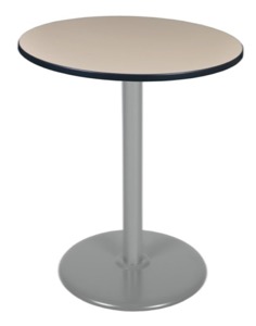 Via Cafe High-Top 36" Round Platter Base Table - Beige/Grey
