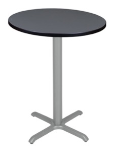 Via Cafe High 30" Round X-Base Table - Grey/Grey