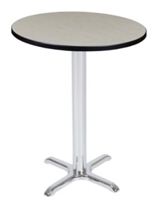 Via Cafe High 30" Round X-Base Table - Maple/Chrome