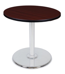 Via 30" Round Platter Base Table - Mahogany/Chrome