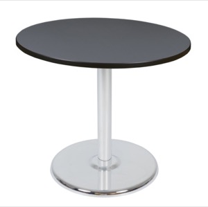 Via 36" Round Platter Base Table - Grey/Chrome