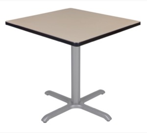 Via 30" Square X-Base Table - Beige/Grey