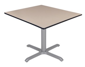 Via 48" Square X-Base Table - Beige/Grey