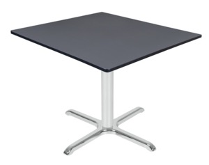 Via 48" Square X-Base Table - Grey/Chrome