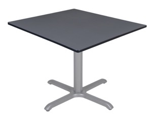 Via 48" Square X-Base Table - Grey/Grey