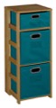 Flip Flop 34" Square Folding Bookcase with Folding Fabric Bins - Medium Oak/Teal
