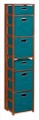 Flip Flop 67" Square Folding Bookcase with Folding Fabric Bins - Cherry/Teal