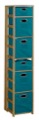 Flip Flop 67" Square Folding Bookcase with Folding Fabric Bins - Medium Oak/Teal