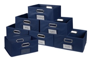 Niche Cubo Set of 12 Half-Size Foldable Fabric Storage Bins - Blue