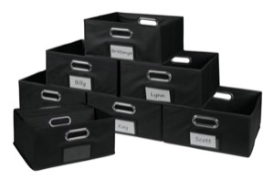 Niche Cubo Set of 12 Half-Size Foldable Fabric Storage Bins - Black