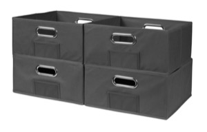 Niche Cubo Set of 4 Half-Size Foldable Fabric Storage Bins - Grey