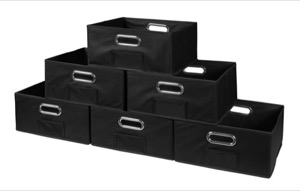Niche Cubo Set of 6 Half-Size Foldable Fabric Storage Bins - Black