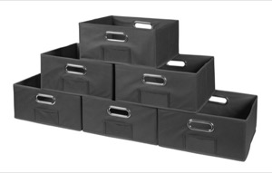 Niche Cubo Set of 6 Half-Size Foldable Fabric Storage Bins - Grey