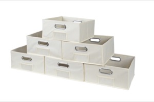 Niche Cubo Set of 6 Half-Size Foldable Fabric Storage Bins - Natural