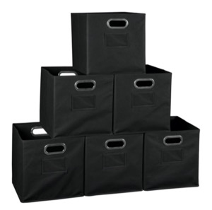 Niche Cubo Set of 6 Foldable Fabric Storage Bins - Black