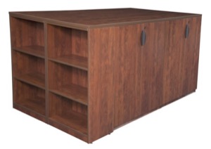 Legacy Stand Up 2 Storage Cabinet/ Lateral File/ Desk Quad with Bookcase End - Cherry