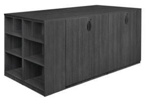 Legacy Stand Up Storage Cabinet Quad with Bookcase End - Ash Grey