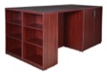 Legacy Stand Up Desk/ 3 Storage Cabinet Quad with Bookcase End - Mahogany