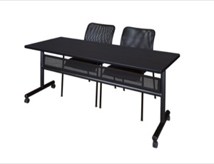 72" x 24" Flip Top Mobile Training Table with Modesty Panel and 2 Mario Stack Chairs