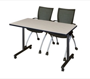 48" x 24" Kobe T-Base Mobile Training Table - Maple & 2 Apprentice Chairs - Black