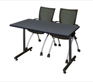48" x 24" Kobe Training Table - Grey & 2 Apprentice Chairs - Black