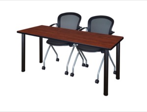 60" x 24" Kee Training Table - Cherry/Black and 2 Cadence Nesting Chairs