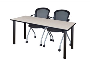 60" x 24" Kee Training Table - Maple/Black and 2 Cadence Nesting Chairs