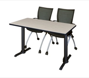 Cain 48" x 24" Training Table - Maple & 2 Apprentice Chairs - Black