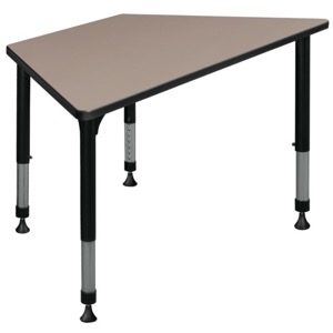 48" x 24" Trapezoid Height Adjustable Classroom Table - Beige