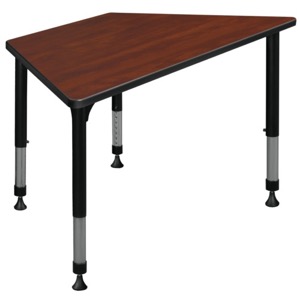 48" x 24" Trapezoid Height Adjustable Classroom Table - Cherry