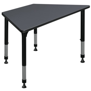 48" x 24" Trapezoid Height Adjustable Classroom Table - Grey