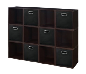 Niche Cubo Storage Set  - 12 Cubes and 6 Canvas Bins - Truffle/Black